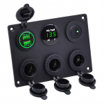 12V Mitme paneeliga sigaretis&uuml;&uuml;taja pistikupesa Toitepistikupesa 4,2A Kahekordne USB-laadija LED-voltmeeter L&uuml;liti autole, paadile, matkaautole roheline