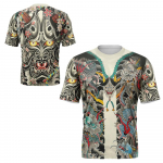 Tattoo 3D Printing Meeste T-s&auml;rk Suvine Harajuku Vabaaja l&uuml;hikeste varrukatega T-s&auml;rk Topid Suurem&otilde;&otilde;tmelised r&otilde;ivad S