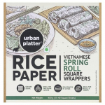 Urban Platter Ruudukujulised riisipaberilehed, 400g (Vietnami kevadrullipaberid | Gluteenivabad | Iga&uuml;ks 22 cm | Lihtne rullida)