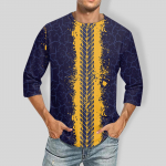 Meeste &uuml;hev&auml;rviline &uuml;mara kaelusega T-s&auml;rk kolme neljandiku varrukatega L sinine