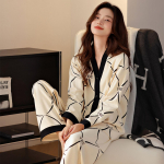 Kevad- ja s&uuml;gisnaiste pidžaama koduriiete komplekt Pidžaama naiste pikkade varrukatega kardigan Ins armas s&uuml;gispidžaama koduriietus XL