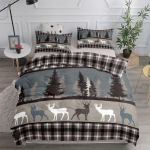 Vintage Metsapulli ruuduline tekikottide komplekt Kuninglik Queen Kahekohaline T&auml;iskasvanu Twin &Uuml;hekohaline Suurus Voodipesu Komplekt 140x200cm gray