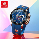 Meeste k&auml;ekell Uus moodne kvartskella silikoonrihm veekindel helendav multifunktsionaalne kronograaf must