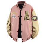 Varsity Pesapalli Tikitud Bomberjakk Meeste Hip Hop Harajuku Lapitehnika Streetwear Naiste Unisex Kolledžijakid 6XL roosa