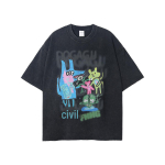 ARTIE Meeste Retro Graffiti Prindiga Vaba L&otilde;ikega T-s&auml;rk - Pesuga Kulutatud L&uuml;hikeste Varrukatega XL