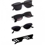 Sheomy Unisex Combo pakkumine 4 tooni prillidega pathan p&auml;ikeseprillid ristk&uuml;lik retro vintage kitsad naised::Mehed, MKN-340