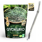 Th&eacute; vert Gyokuro 50 g + paille inox avec filtre
