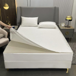 Veekindel T&otilde;mblukuga Madratsikate 6-k&uuml;ljeline K&otilde;ik-h&otilde;lmav Voodilina Tolmukindel Voodikate Topelt Queen King Kaitsja 2xPillowcase 48X74cm valge