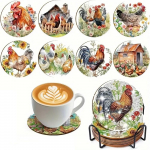 8 t&uuml;kki/komplekt teemantmaalitud looma-elevantmustrilisi alusaluseid koos sulgudega DIY rannaalused algajatele ja t&auml;iskasvanutele, kunsti- ja k&auml;sit&ouml;&ouml;tarbed kingitused 8PCS/Set