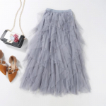 Ebaregulaarne v&otilde;rkseelik Naiste kevadsuvi uus mitmekihiline koogiseelik Puhv pikk seelik Super Fairy elegantne seelik XL