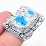 K2 Blue Azurite Handmade 925 Sterling Silver Jewelry Ring Size 8 a7r53