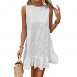 Yousheng Naiste Suvine Minikleit Vabaaja &Otilde;&otilde;nes Varrukateta Puuvillane Kleit Boho Vaba &Uuml;mar kaelusega L&uuml;hike Kleit Ranna Puhkuseks S valge