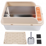 Eriti suur kassiliivakast suure mahutavusega roostevabast terasest pritsmekindel avatud &uuml;laosaga lihtne puhastada jaoks XL khaki