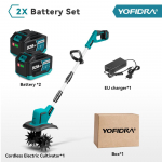 YOFIDRA Harjadeta Elektriline Aiafrees Kultivaator Muruniiduk Mullakultiveerimiseks Aiat&ouml;&ouml;riist Sobib Makita 18V Akupesadega 2*928VF EU Plug