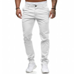 Meeste puuvillased twill-cargo p&uuml;ksid M valge