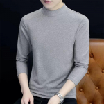 Kevadine uus meeste k&otilde;rge kaelusega T-s&auml;rk pikkade varrukatega, slim fit, &uuml;hev&auml;rviline, k&otilde;rge elastsusega, aluss&auml;rk, pulloverid, p&otilde;histiil, meeste topid XXXL hall v&auml;rv