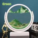 3D liikuva liiva kunstipilt liivakell valge raam p&ouml;&ouml;rlev &uuml;mmargune klaas s&uuml;vamere liivamaastik vesiliiv liivakell kodukaunistused kingitused 8 inch (20x21cm) roheline