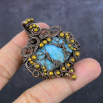 Republic Larimar Handmade Copper Wire Wrap Tree Of Life Gift Pendant 2.28 e0o63