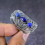 Lapis Lazuli Handmade 925 Sterling Silver Gift Jewelry Ring Size 8 a4t61