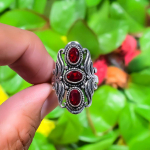 Mozambique Garnet Handmade 925 Sterling Silver Gift Ring Size 7.5 i5h85