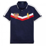 Polo Ralph Lauren SS24 T&auml;hekujulise logoga Muster Kitsa l&otilde;ikega L&uuml;hikeste varrukatega Polo S&auml;rk Meeste pealisr&otilde;ivad Sinine 710746108-001 S