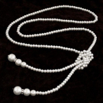 Faux Pearl kaelakee valge v&auml;rv s&otilde;lmitud helmestega pika tutiga kaelakett elegantne kleit sulamist single layer