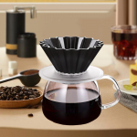 Resin Coffee Cup Brew Cone Drip Easy to Clean Pour over Dripper for Office Kitchen black and black