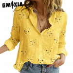 GMXIA Naiste moe vabaaja kevad-s&uuml;gis pikkade varrukatega POLO kaelusega pluusid ja s&auml;rgid S