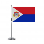 Drapeau de Bureau - Saint-Martin - 14 x 21 cm - Pol&uuml;ester - J&auml;lje rekto/verso - Acier oks&uuml;deerimata
