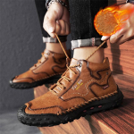 Talv/S&uuml;gis Meeste K&auml;sitsi Valmistatud Vabaaja Nahast Vabaajajalatsid K&otilde;rged Saapad Nahast Kingad Meestele Pehmed ja Mugavad Libisemiskindlad Pahkluusaapad 42 helepruun v&auml;rv