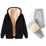 Naiste Mood &Uuml;hev&auml;rviline Ja Talvine Polsterdatud Ja Paksenenud Lukuga Kapuutsiga Dressipluus Jakk Sweatpants Vabaaja Kaheosaline Komplekt XXXL
