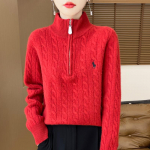 Naiste ka&scaron;miirkampsun Qinghe ka&scaron;miir 30% ka&scaron;miir 70% vill s&uuml;gis-talvine pullover soe ja moekas M punane