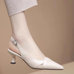 Pehme nahast kott pea sandaalid naiste stiletto suvine seelik kingad keskmise kontsaga terava ninaga avatud tagaga mood k&otilde;rged kontsad 40