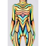 Unisex k&uuml;berpunk 3D digitaalne printimine Halloweeni peo rollim&auml;nguriietus Naiste meeste cosplay kost&uuml;&uuml;m karnevali kombinesoon M beige