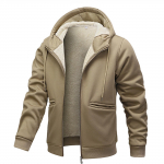 Meeste lambavillast kapuutsiga pusa paksendatud fliisiga talveks, kapuutsiga spordir&otilde;ivad, vabaaja kampsun ja soe jope L khaki