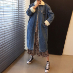 S&uuml;gis ja Talv Uus Korea Versioon Puuvillajakk L&otilde;dva ja Paksu Sirge L&otilde;ikega 100 Puuvillane Jakk Kauboi Ka&scaron;miirmantel XXL taevasinine v&auml;rv