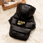 Koer neljajalgne grafeen must kuldne kapuutsiga p&uuml;kskost&uuml;&uuml;m s&uuml;gis ja talv karukass v&auml;ike koer kass lemmiklooma riided M (recommended weight 5-4 kg) black