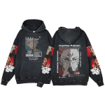 Anime Jujutsu Kaisen Ryomen Sukuna Prindiga Pestud Kapuutsiga Meeste Manga Vintage Kapuutsid Vabaaja Puuvillane Streetwear Harajuku Dressipluus XL gray