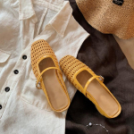 Moodsad Naiste Sussid 2025 Suvi Ruudukujuline Varvas Retro Mugavad Hingavad Pool-sussid Lamedad Baleriinad Mary Jane Naistele Zapatillas 35