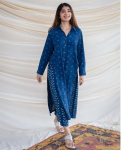 Kaunis disaineri peokleit Kurta Pant komplekt naistele Bollywoodi top tuunika kortsuline puuvillane Kurti M sinine