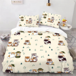Mofusand Anime H&uuml;ljes Kass Voodipesu Komplektid Tekk Voodikate Tekk Tekikott Padjap&uuml;&uuml;r 2-3 Osaline Komplekt Toa Dekoor Kingitused EU Single 135x200cm