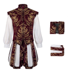 Tudor Elizabeth Kuningas Prints Cosplay Kost&uuml;&uuml;m R&otilde;ivad Vest P&uuml;kstega T&auml;iskomplekt Tikitud Tudo M black
