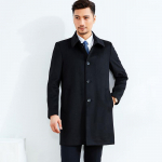 Kaseye Unisex Black Slim Fit Wool Blend Mid-Length Coat 5XL