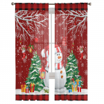 J&otilde;ulud lumememm Lumehelbe oks L&auml;bipaistvad kardinad Koduaknade kaunistused Voile t&uuml;llkardinad elutuppa Magamistoa k&ouml;&ouml;k W135 x H115cm x1