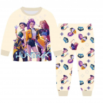 2 tk Filmi K-pops Deemonik&uuml;tid Kawaii Pidžaamakomplekt T&uuml;druk Cosplay &Ouml;&ouml;riided Anime Pikkade varrukatega topid+P&uuml;ksid F&auml;nnidele Halloweeni kingitus 130cm valge
