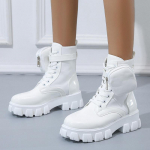 Naiste Kingad S&uuml;gis Tasku Pahkluusaapad Disain Naiselik Paksu P&otilde;hjaga &Uuml;mara Ninaga Paelkinnis Briti Mood Talv Naine Pluss Suurus 2024 35 valge