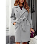 Naiste Talvemood V&ouml;&ouml;ga Slim Fit Villane Mantel Trenchcoat Trench Keskmise pikkusega Mantel XS hall