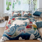 Jaapan Tokyo Kuninga Kuninganna Tekikate Jaapani stiilis Voodipesukomplekt P&auml;ikeset&otilde;usu Tekikate Retro Punane Must Pehme Pol&uuml;ester Tekikate 70x133cm 2pcs