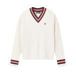 FILA Heritage Mood Lihtne Klassikaline Retro Vabaaja Stiil Mugav Mitmek&uuml;lgne Kootud Kampsun Naiste kampsun Pilve-Seene-Valge F11W618412FWT S white