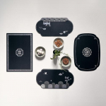 SOSOMOSO P&auml;rlmuttermustriga Nahast Lauamatt 4 tk Kingituskomplekt. 42x22cm